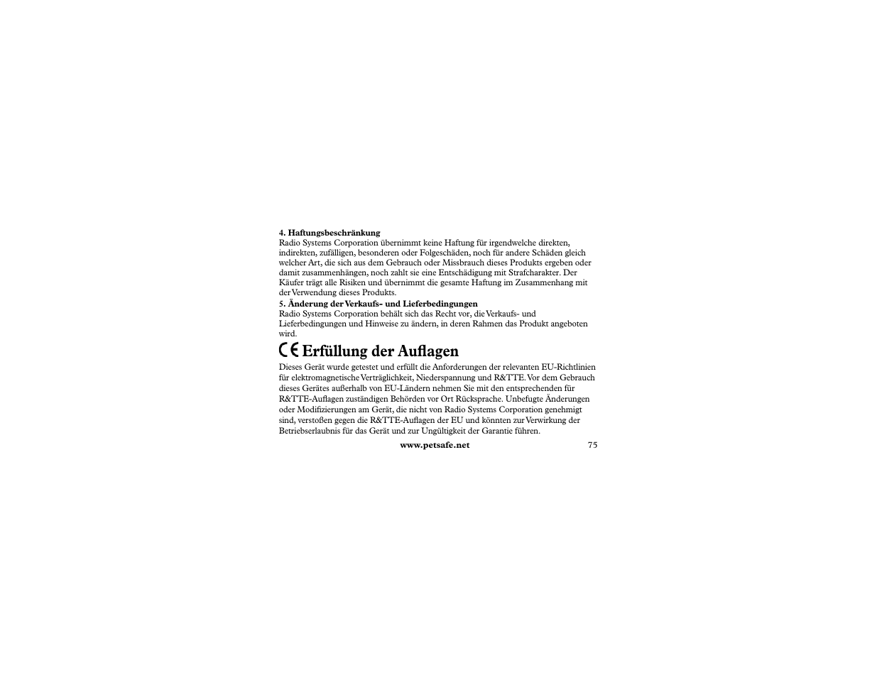 Erfüllung der aufl agen | Petsafe 400 m Remote Trainer Add-A-Dog User Manual | Page 75 / 92