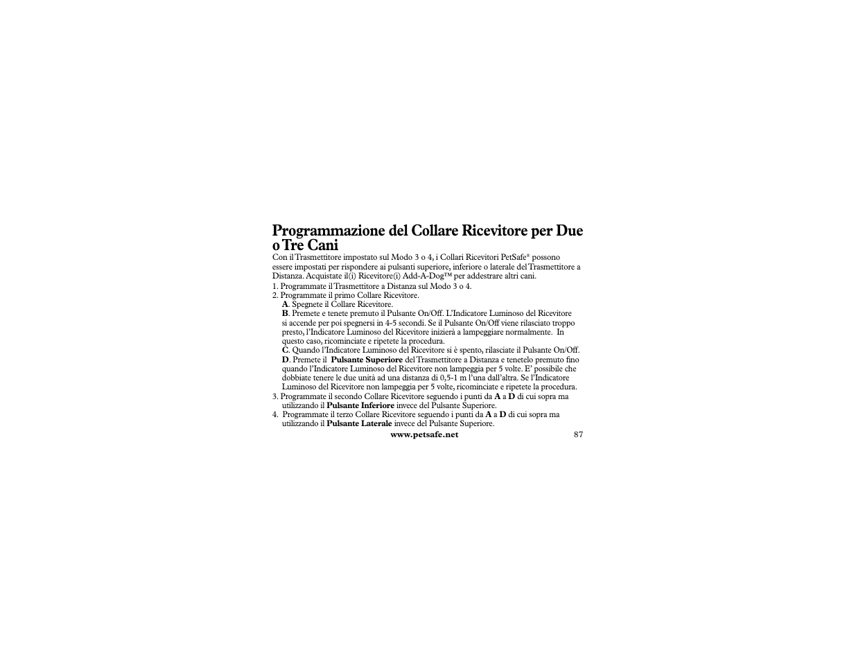 Petsafe 400 m Remote Trainer Add-A-Dog User Manual | Page 87 / 92