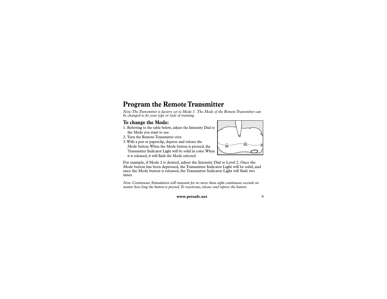 Program the remote transmitter | Petsafe 400 m Remote Trainer Add-A-Dog User Manual | Page 9 / 92