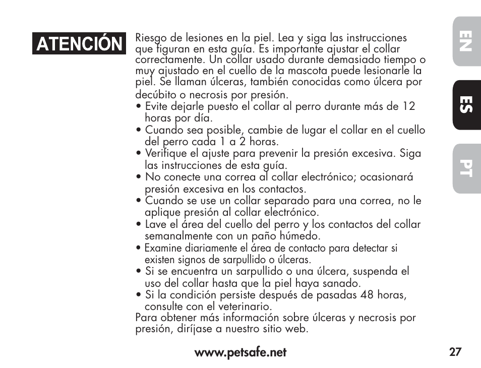 En es pt | Petsafe Barkender Bark Control Collar User Manual | Page 27 / 72