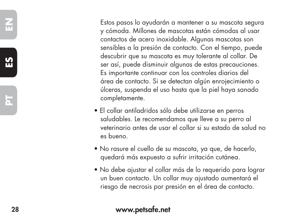 En es pt | Petsafe Barkender Bark Control Collar User Manual | Page 28 / 72