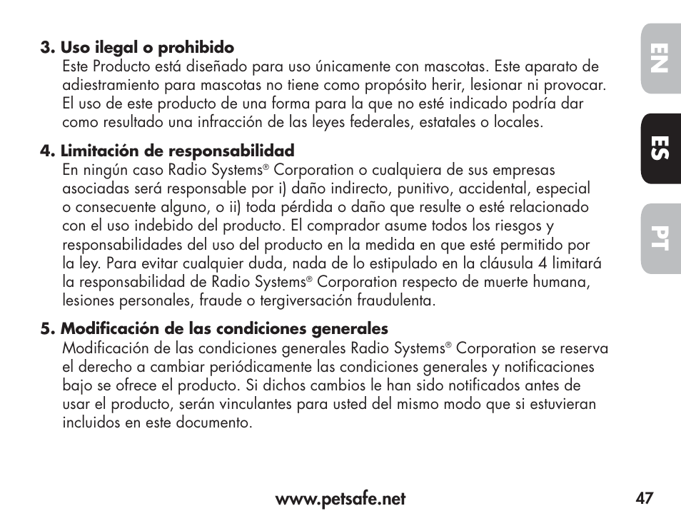 En es pt | Petsafe Barkender Bark Control Collar User Manual | Page 47 / 72