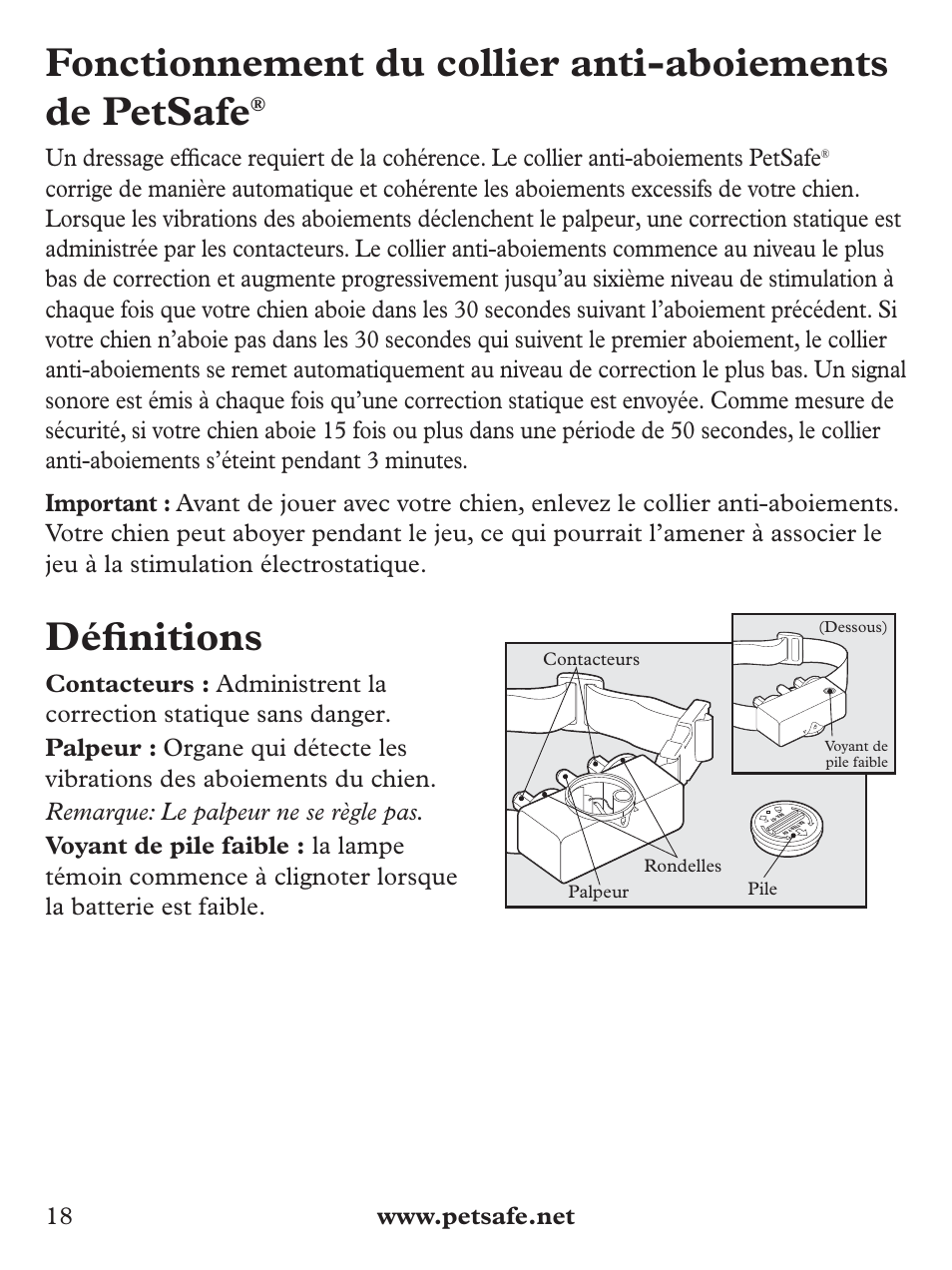 Défi nitions | Petsafe Basic Bark Control Collar User Manual | Page 18 / 80