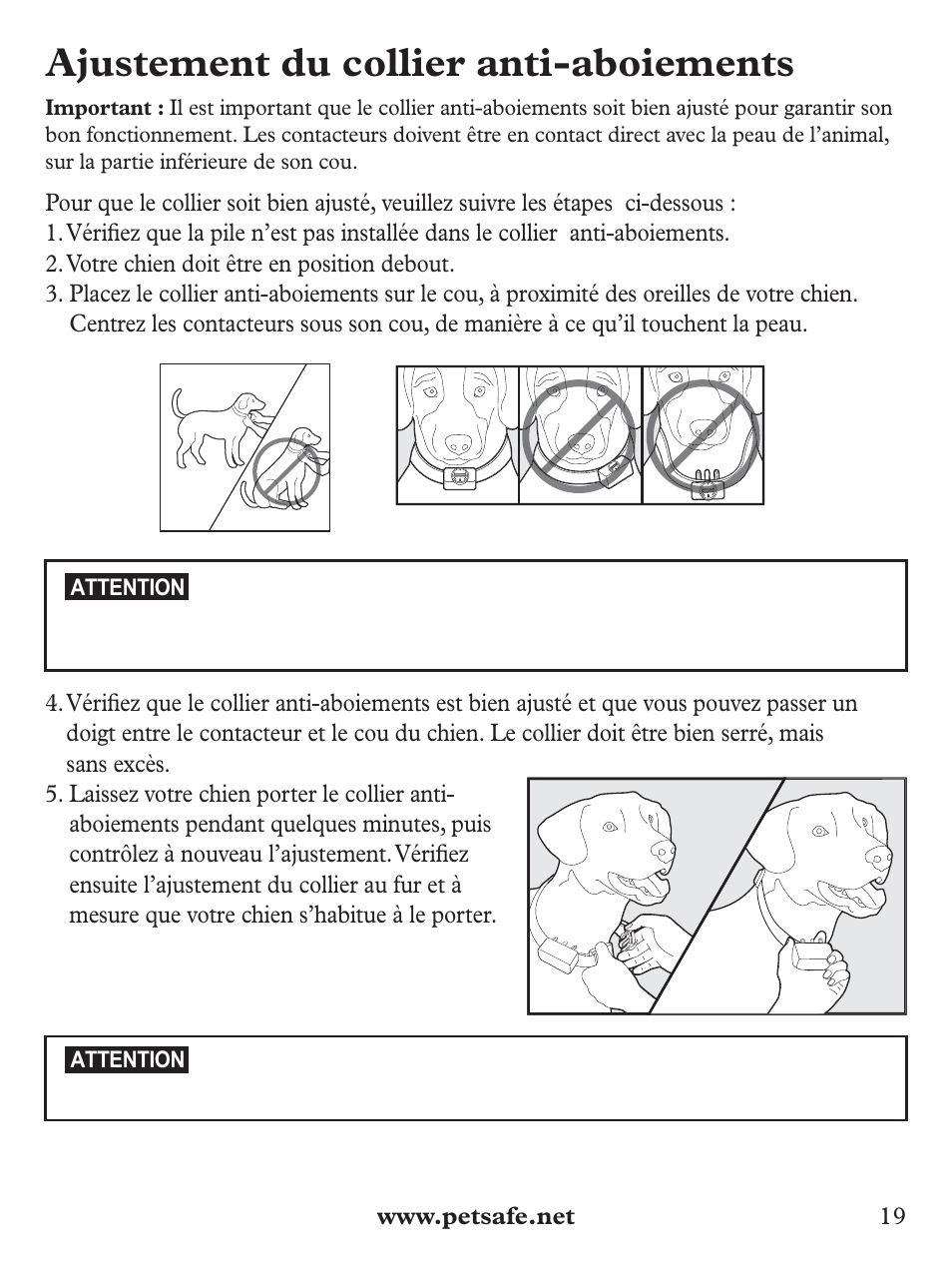Ajustement du collier anti-aboiements | Petsafe Basic Bark Control Collar User Manual | Page 19 / 80