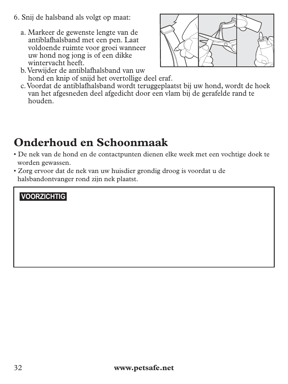 Onderhoud en schoonmaak | Petsafe Basic Bark Control Collar User Manual | Page 32 / 80