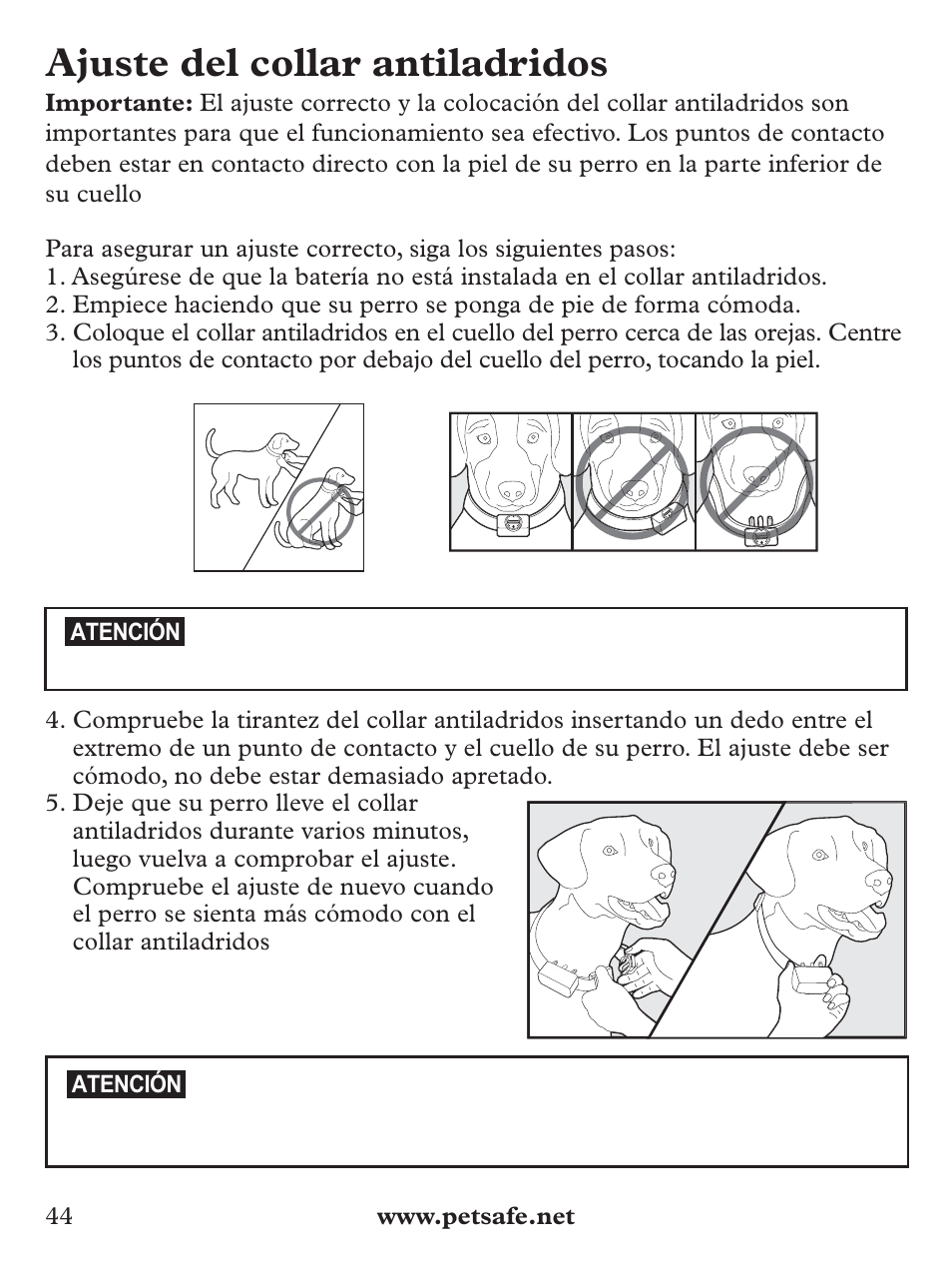 Ajuste del collar antiladridos | Petsafe Basic Bark Control Collar User Manual | Page 44 / 80
