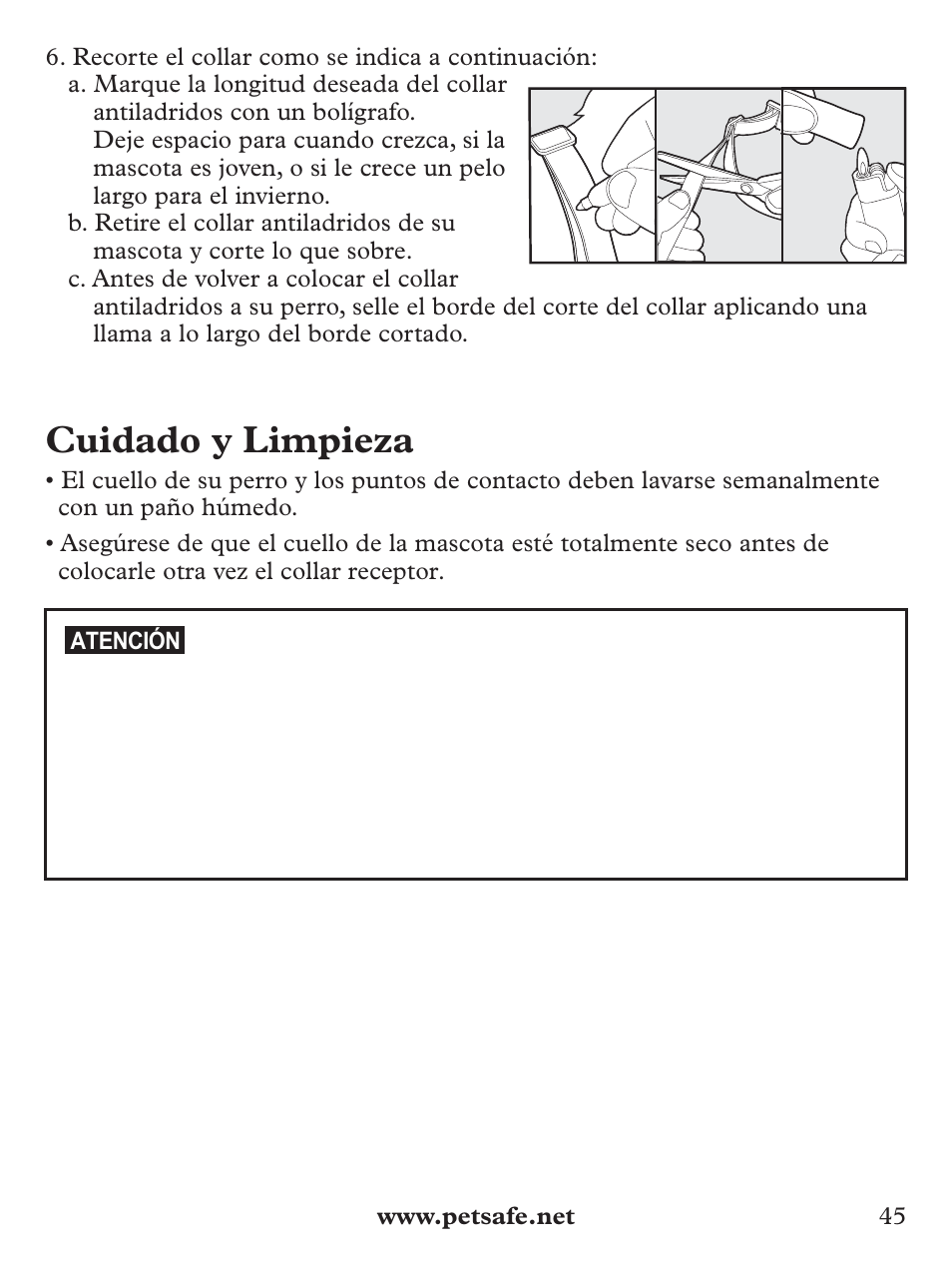 Cuidado y limpieza | Petsafe Basic Bark Control Collar User Manual | Page 45 / 80