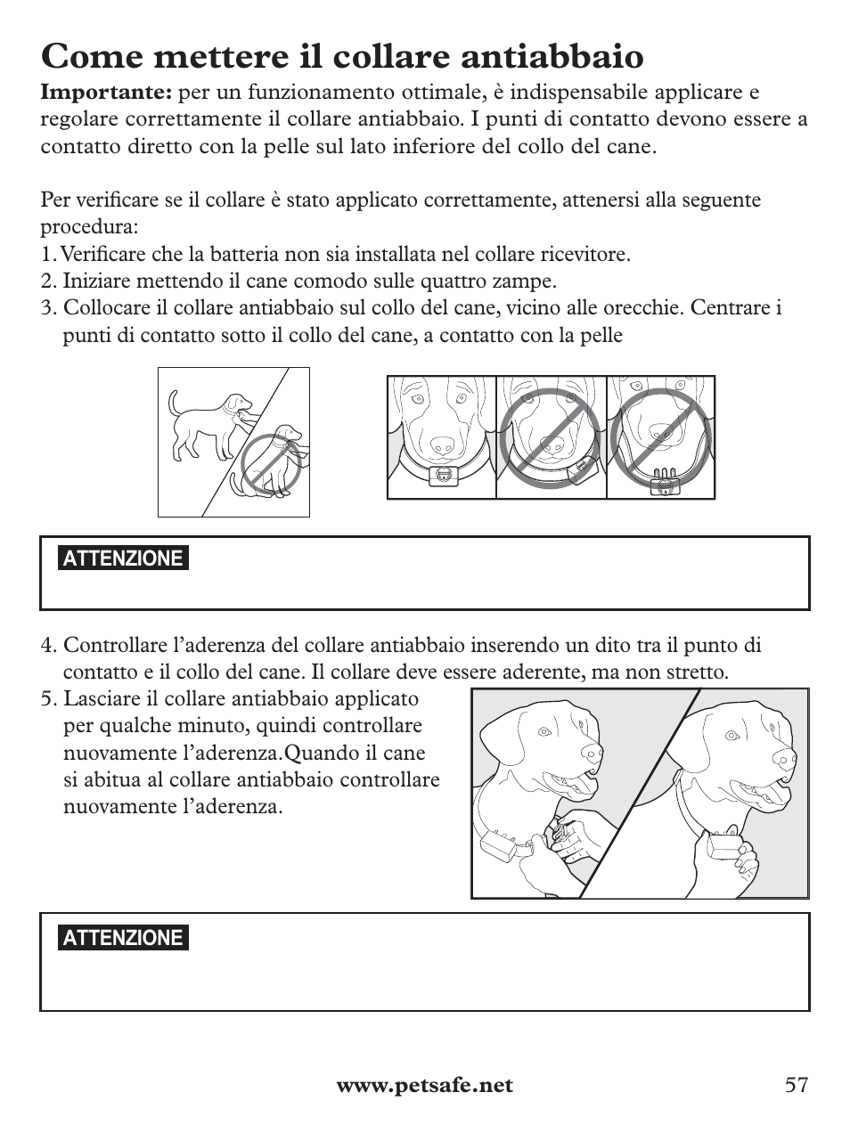Come mettere il collare antiabbaio | Petsafe Basic Bark Control Collar User Manual | Page 57 / 80