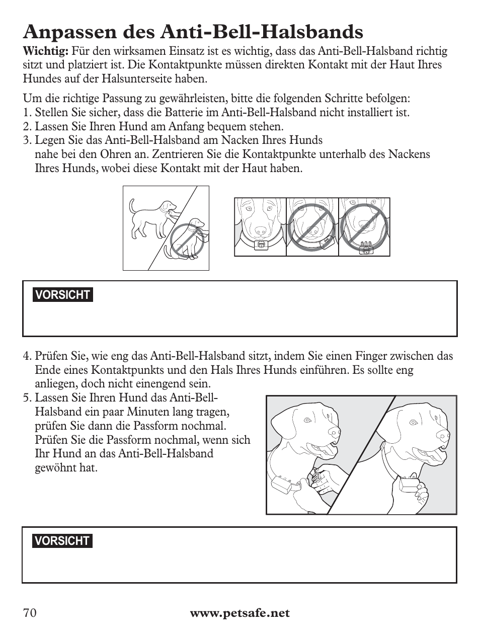Anpassen des anti-bell-halsbands | Petsafe Basic Bark Control Collar User Manual | Page 70 / 80