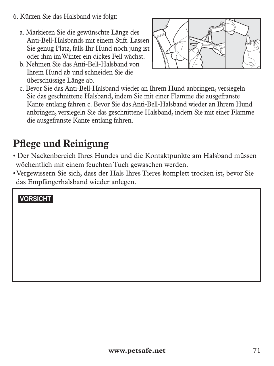 Pfl ege und reinigung | Petsafe Basic Bark Control Collar User Manual | Page 71 / 80
