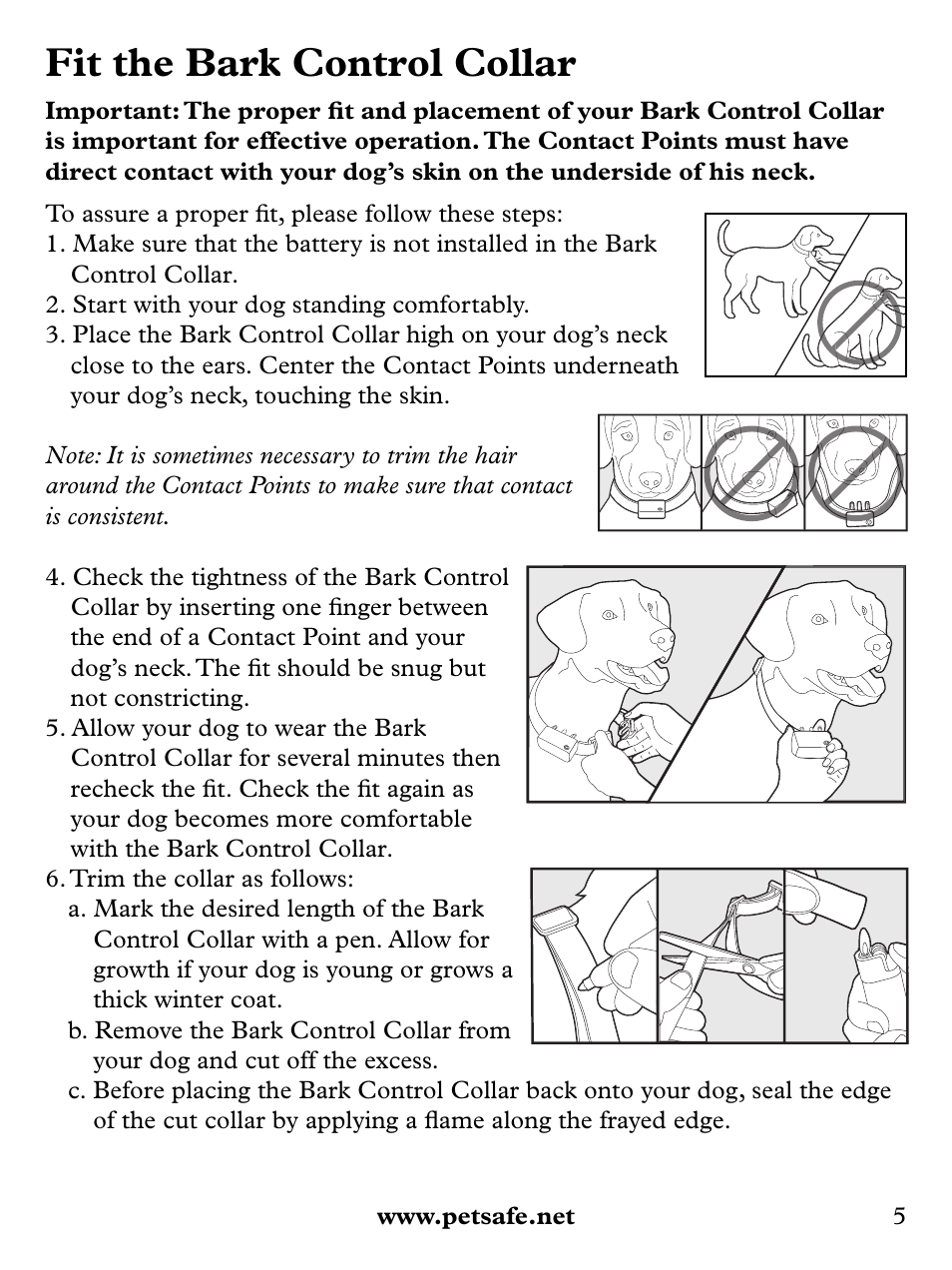 Fit the bark control collar | Petsafe Basic Bark Control Collar User Manual | Page 5 / 12