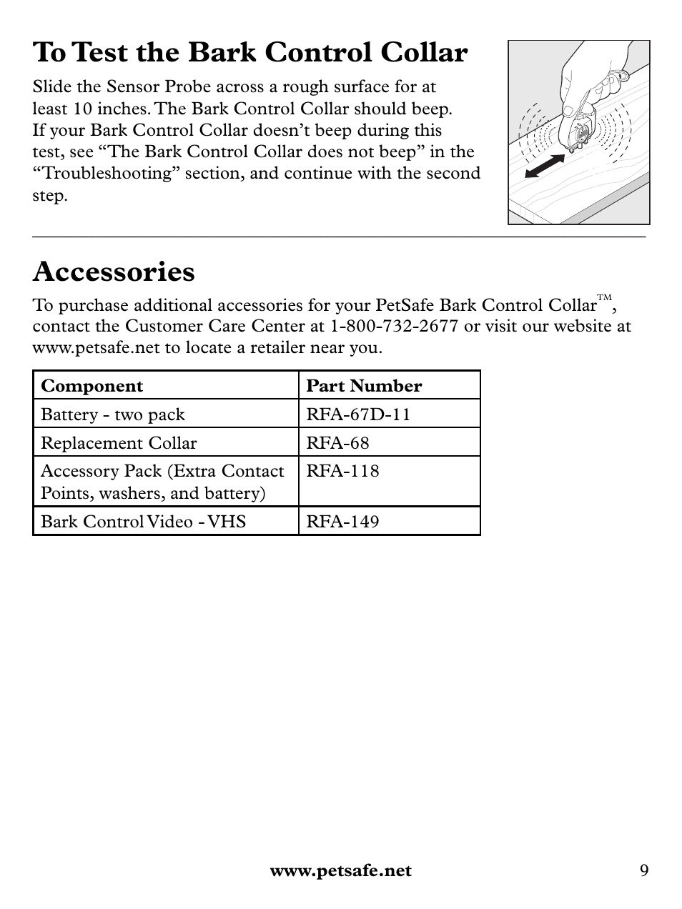 Accessories | Petsafe Basic Bark Control Collar User Manual | Page 9 / 12