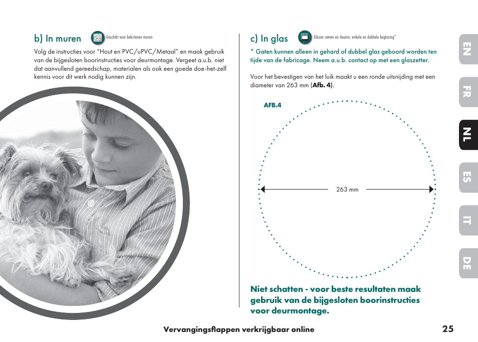 De it nl es fr en | Petsafe Big Cat/Small Dog Pet Door User Manual | Page 25 / 64