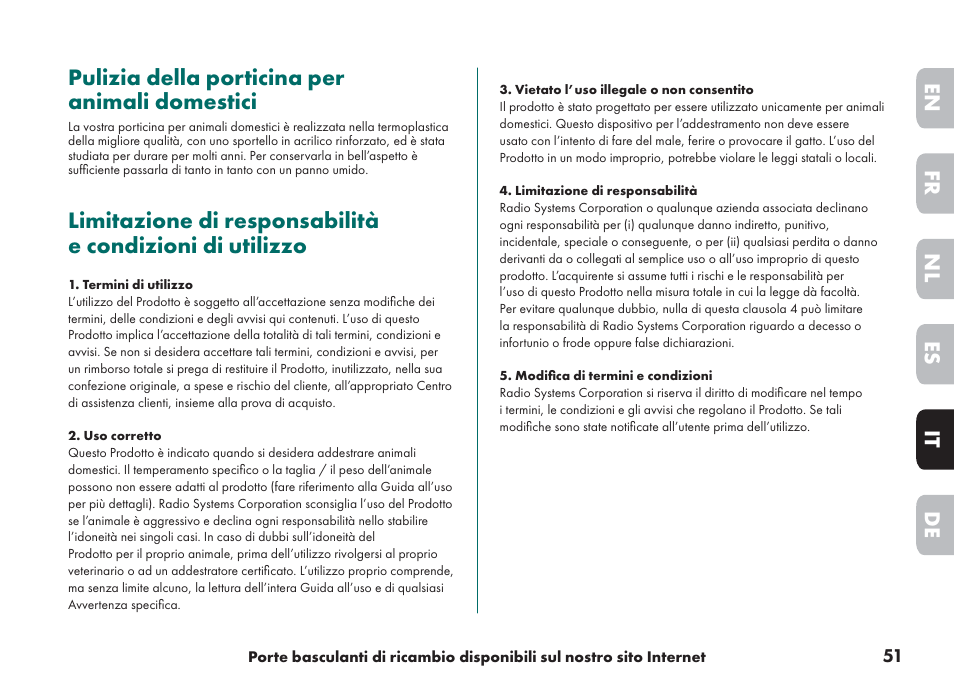 Pulizia della porticina per animali domestici, De it nl es fr en | Petsafe Big Cat/Small Dog Pet Door User Manual | Page 51 / 64