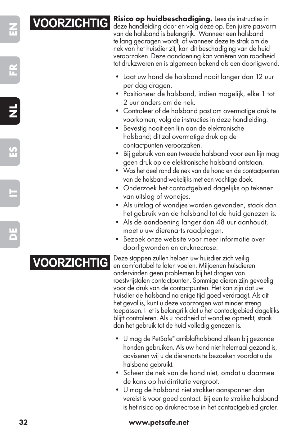 En fr nl es it de | Petsafe Big Dog Rechargeable Bark Control User Manual | Page 32 / 88