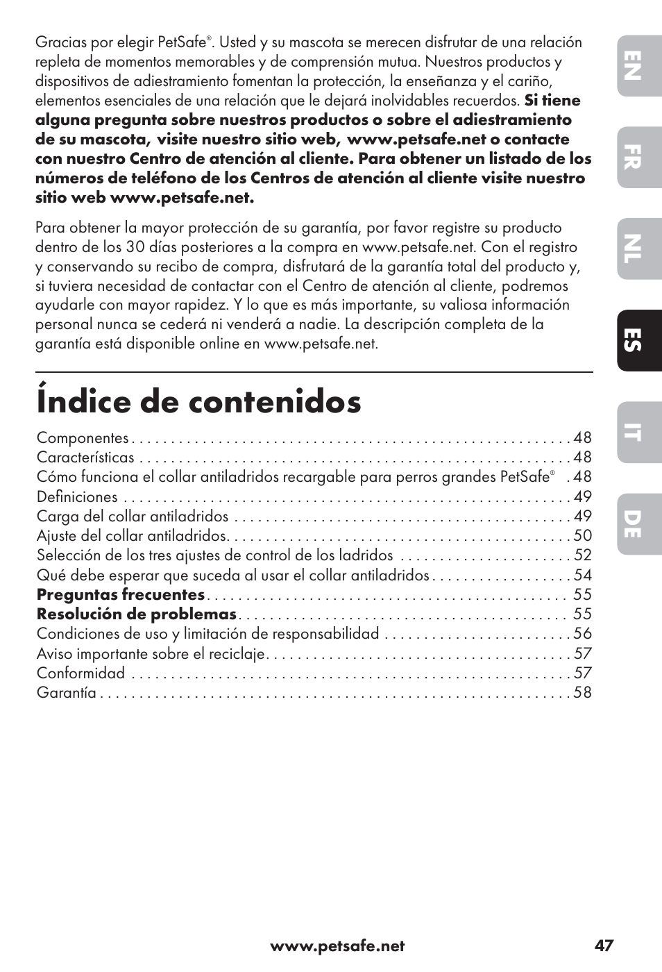 Petsafe Big Dog Rechargeable Bark Control User Manual | Page 47 / 88