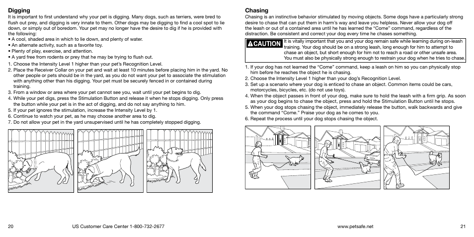 Digging, Chasing | Petsafe Big Dog Remote Trainer User Manual | Page 11 / 15