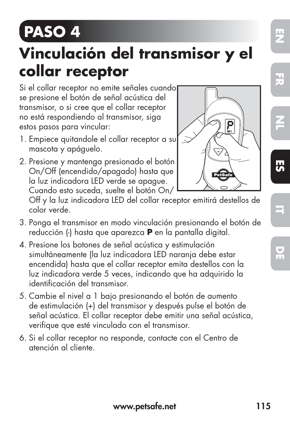 Fr en es nl it de | Petsafe Big Dog Remote Trainer User Manual | Page 115 / 200