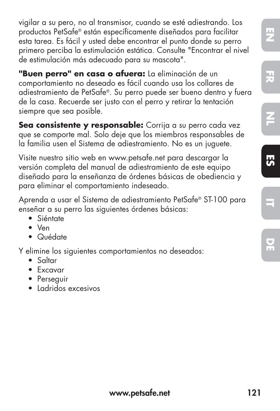Fr en es nl it de | Petsafe Big Dog Remote Trainer User Manual | Page 121 / 200