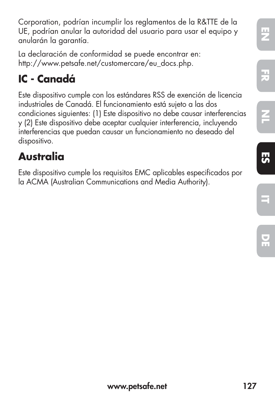 Petsafe Big Dog Remote Trainer User Manual | Page 127 / 200