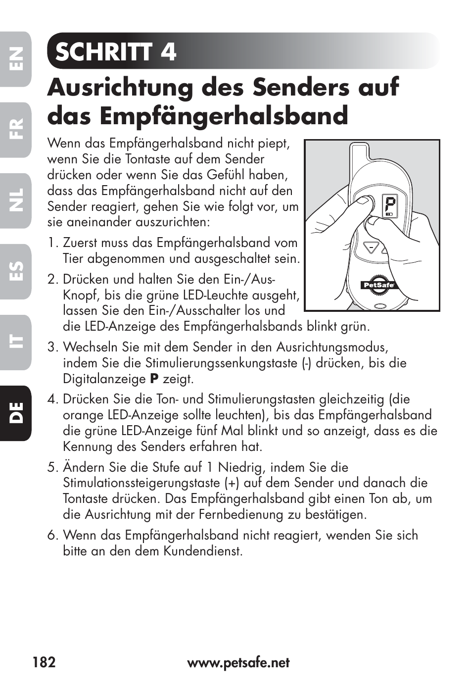 Fr en es nl it de | Petsafe Big Dog Remote Trainer User Manual | Page 182 / 200