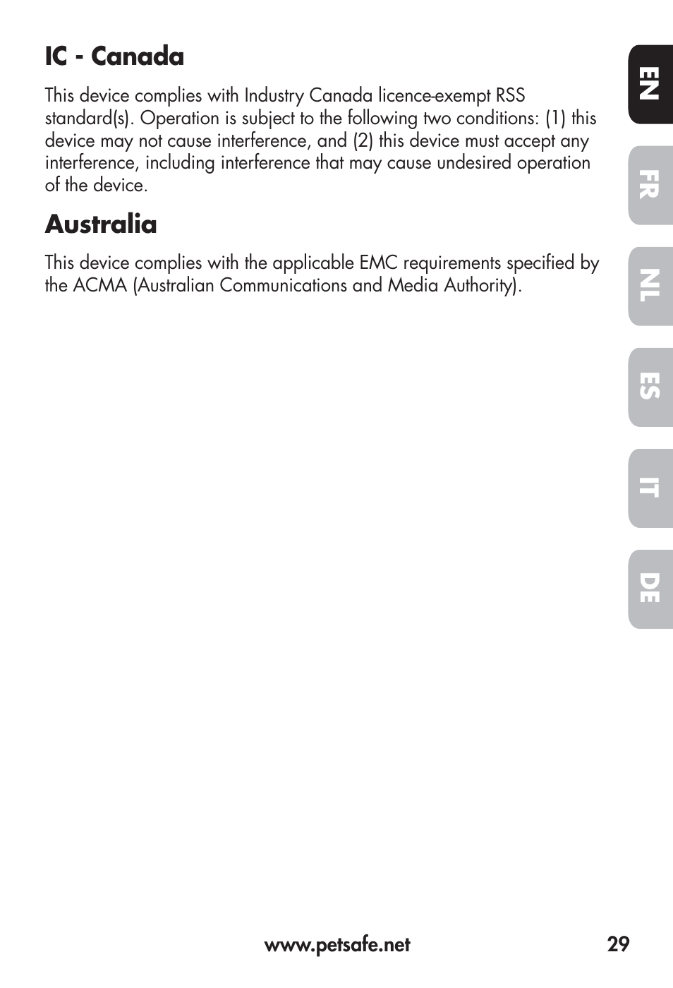 Petsafe Big Dog Remote Trainer User Manual | Page 29 / 200
