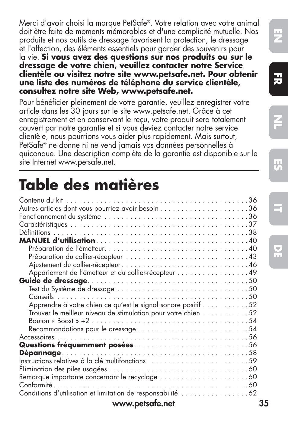 Petsafe Big Dog Remote Trainer User Manual | Page 35 / 200