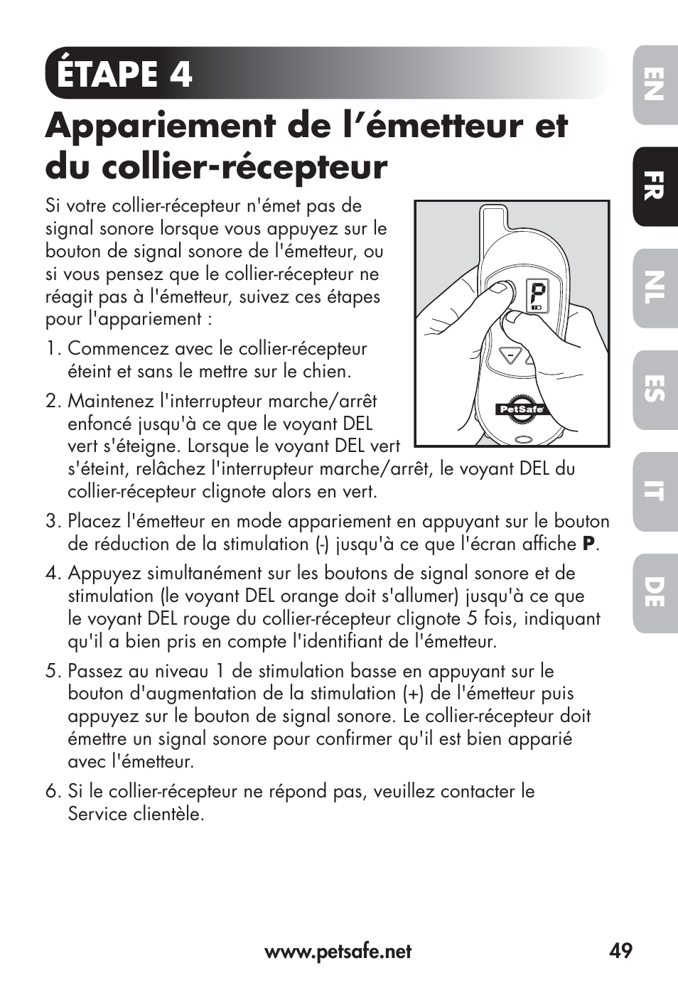 Fr en es nl it de | Petsafe Big Dog Remote Trainer User Manual | Page 49 / 200