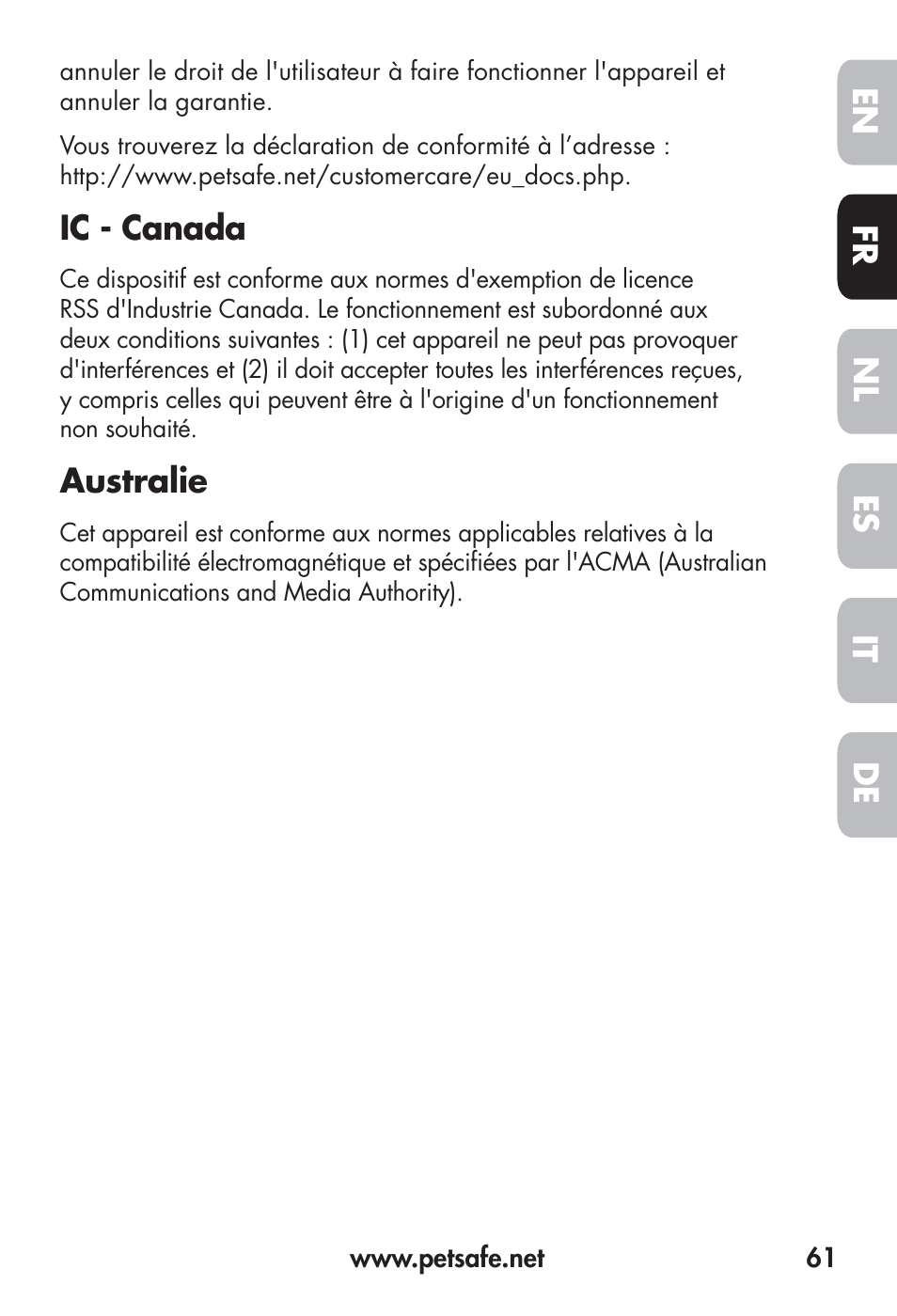 Petsafe Big Dog Remote Trainer User Manual | Page 61 / 200
