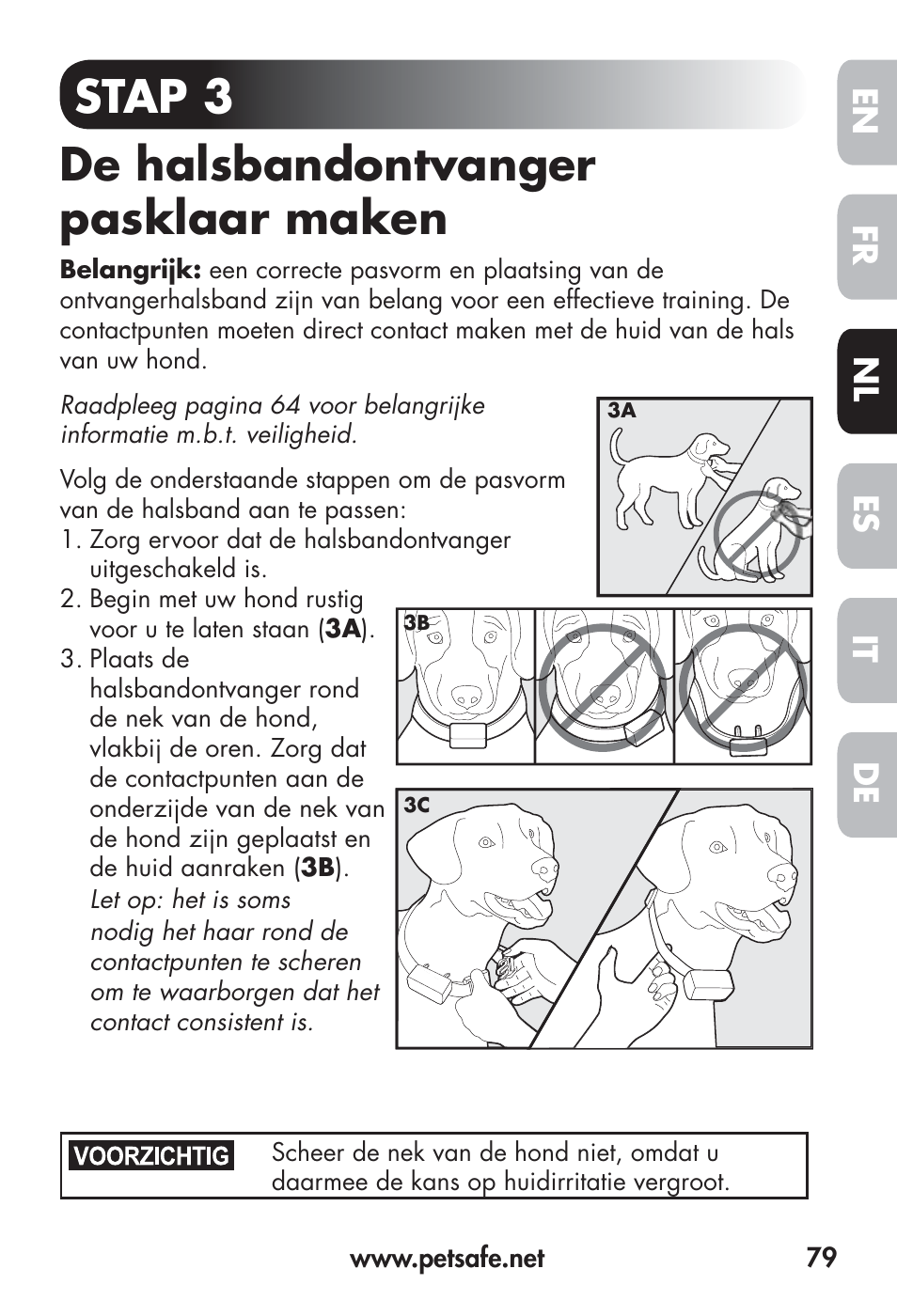 Stap 3 de halsbandontvanger pasklaar maken, Fr en es nl it de | Petsafe Big Dog Remote Trainer User Manual | Page 79 / 200