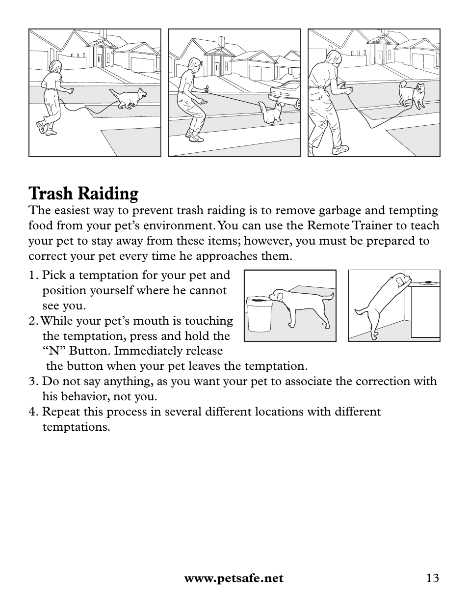 Trash raiding | Petsafe Collarless Remote Trainer User Manual | Page 13 / 88