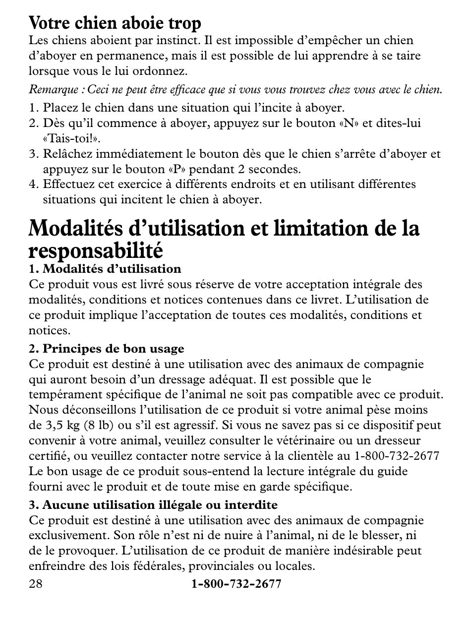 Votre chien aboie trop | Petsafe Collarless Remote Trainer User Manual | Page 28 / 88