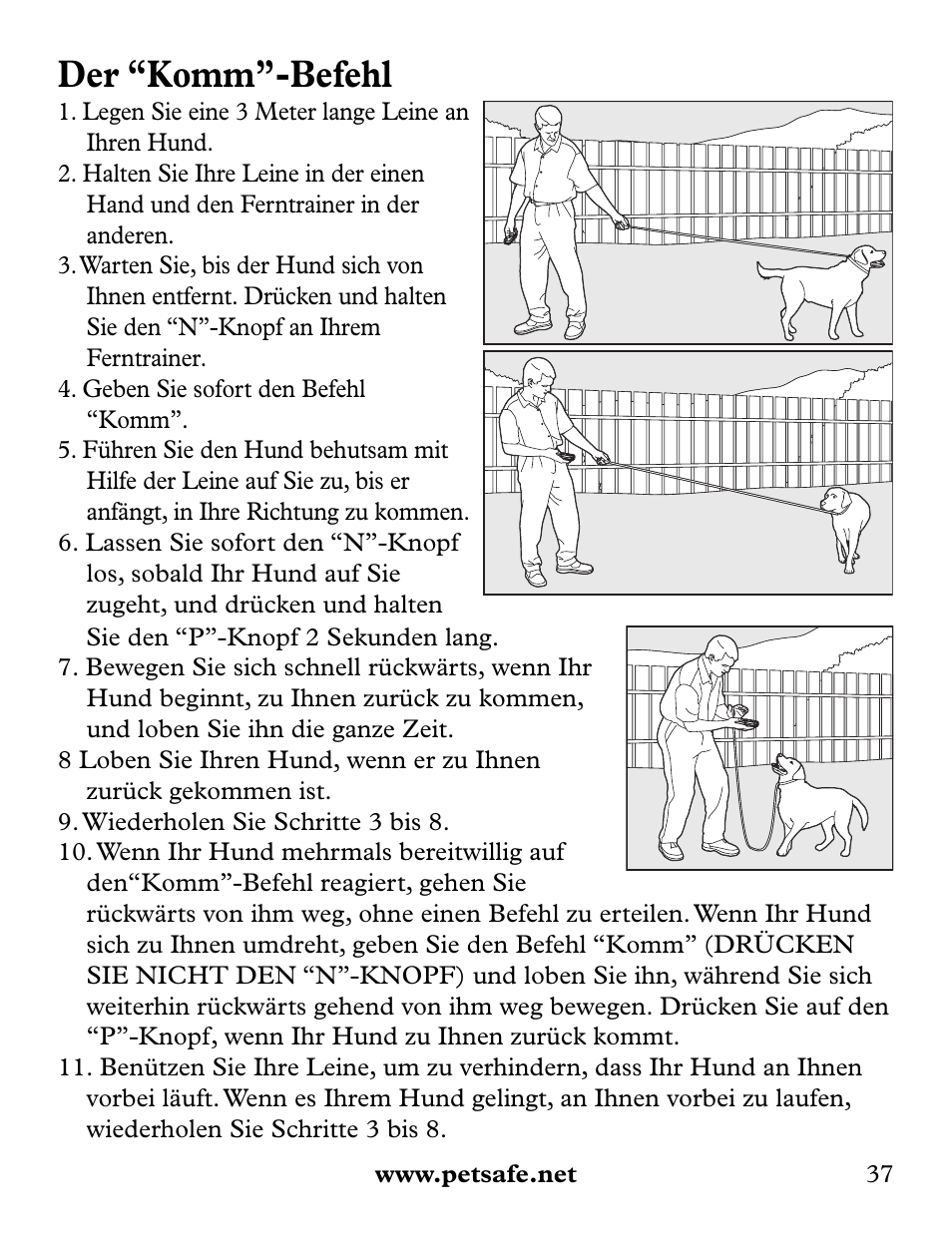 Der “komm”-befehl | Petsafe Collarless Remote Trainer User Manual | Page 37 / 88