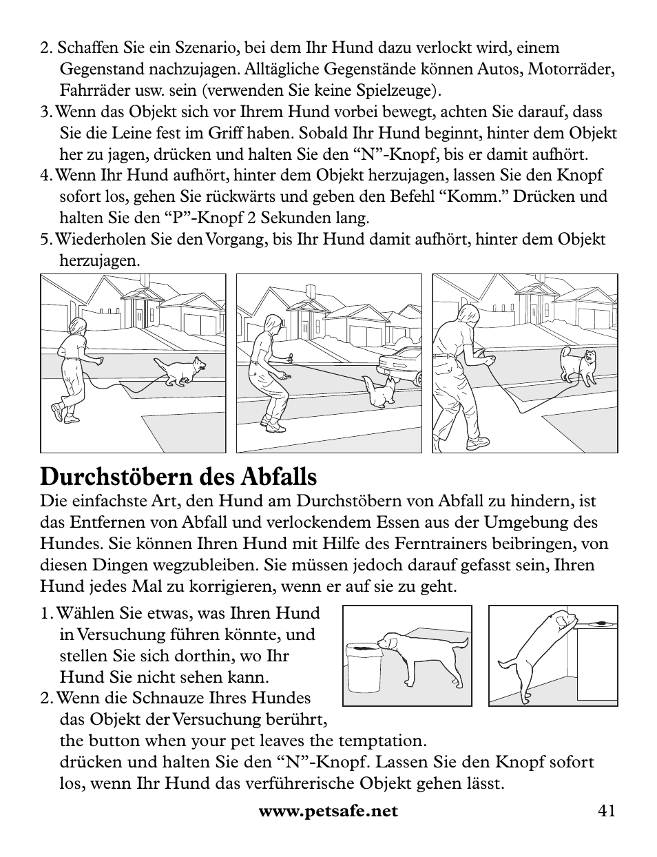 Durchstöbern des abfalls | Petsafe Collarless Remote Trainer User Manual | Page 41 / 88