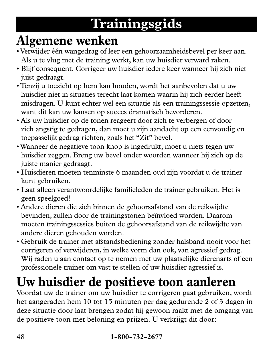 Trainingsgids algemene wenken, Uw huisdier de positieve toon aanleren | Petsafe Collarless Remote Trainer User Manual | Page 48 / 88