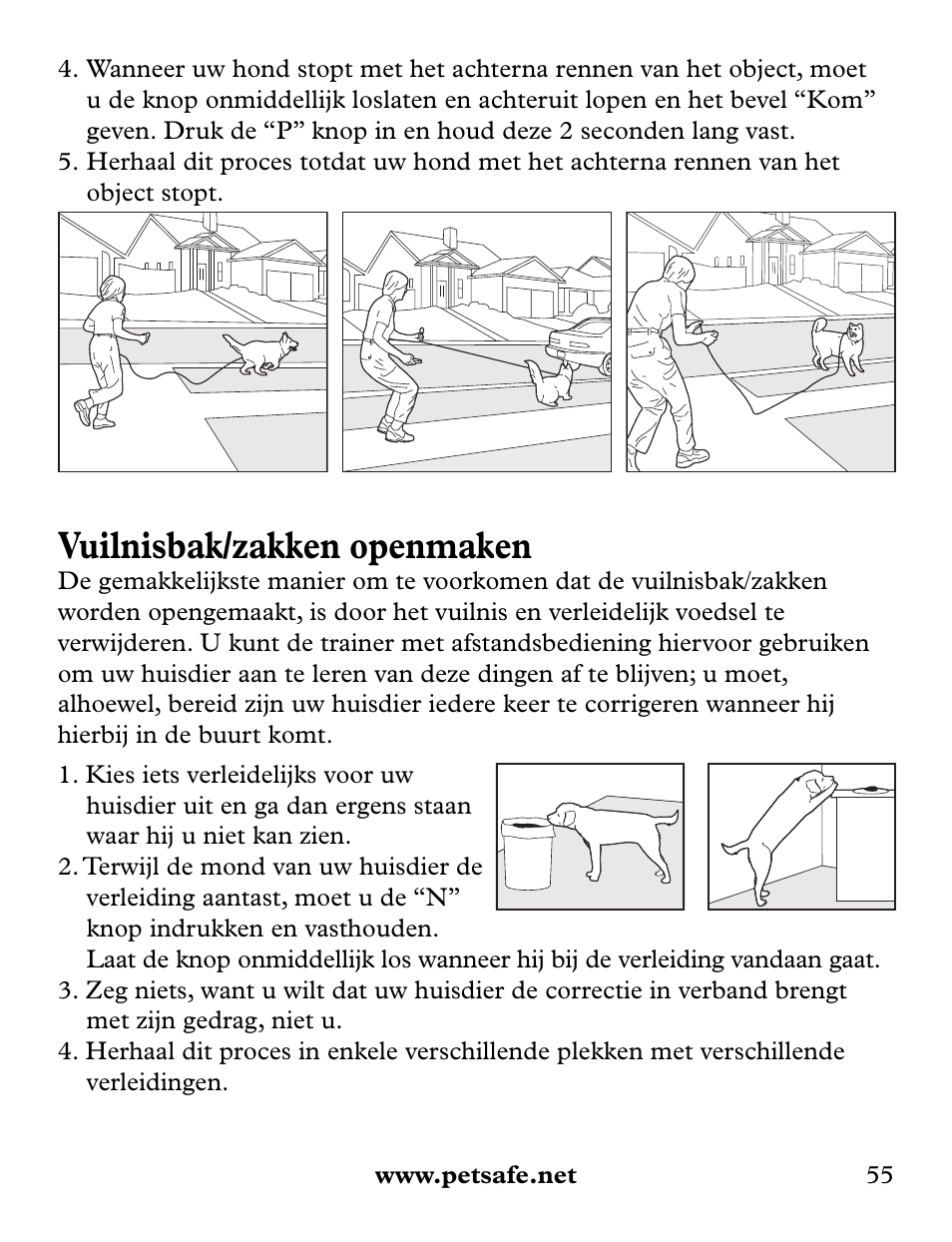 Vuilnisbak/zakken openmaken | Petsafe Collarless Remote Trainer User Manual | Page 55 / 88
