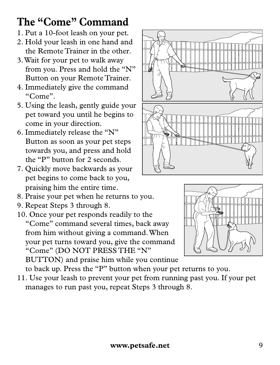The “come” command | Petsafe Collarless Remote Trainer User Manual | Page 9 / 88