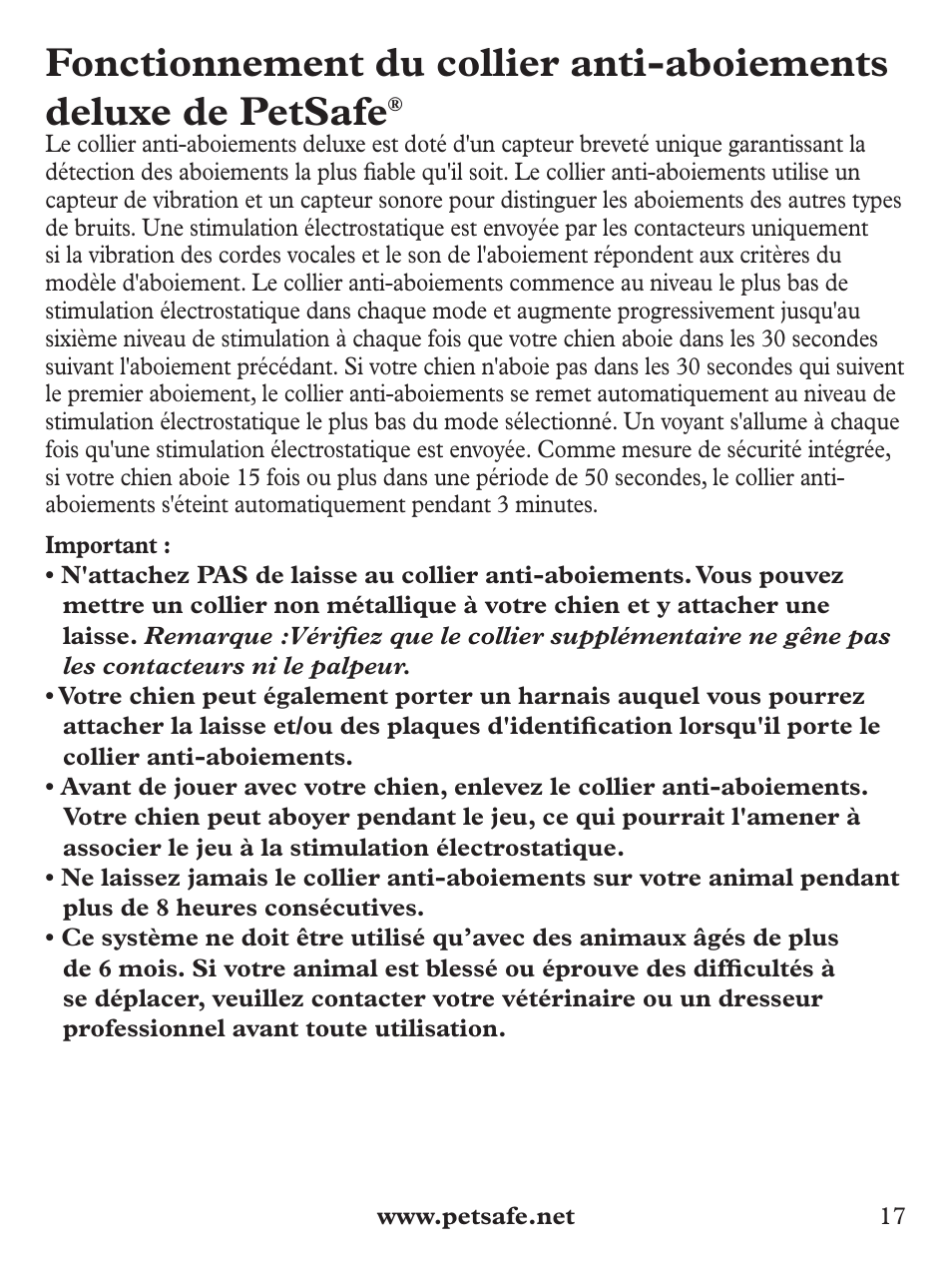 Petsafe Deluxe Bark Control User Manual | Page 17 / 96