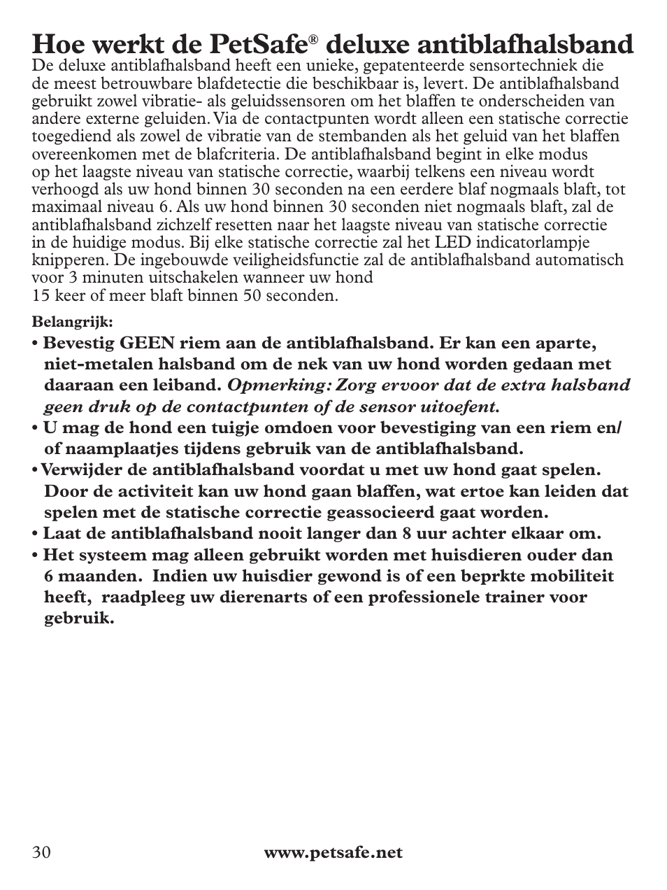 Hoe werkt de petsafe, Deluxe antiblafhalsband | Petsafe Deluxe Bark Control User Manual | Page 30 / 96