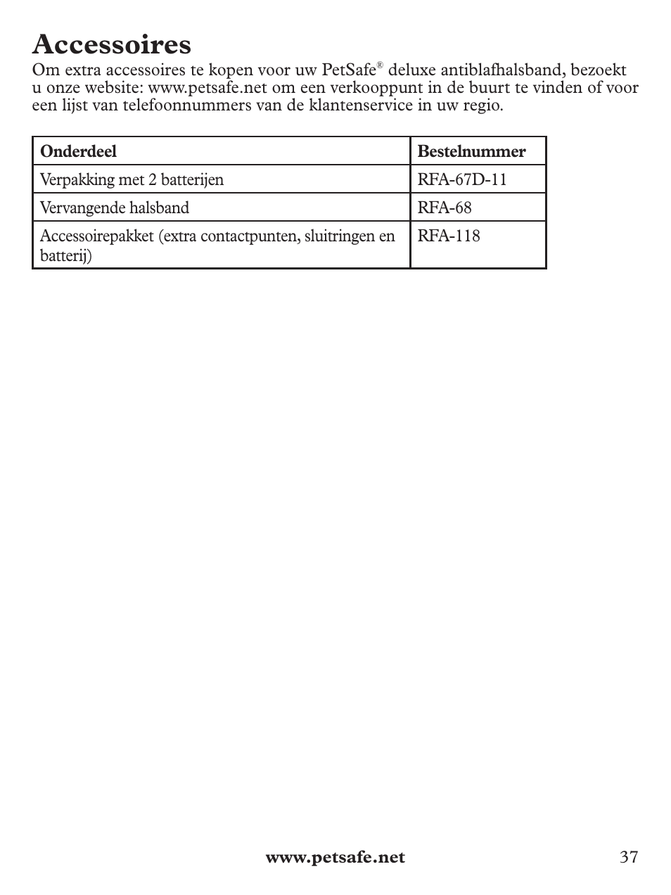 Accessoires | Petsafe Deluxe Bark Control User Manual | Page 37 / 96