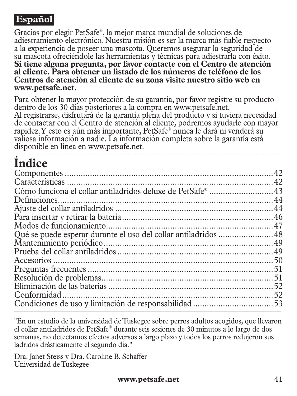 Índice | Petsafe Deluxe Bark Control User Manual | Page 41 / 96