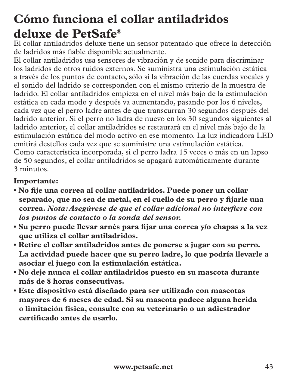 Petsafe Deluxe Bark Control User Manual | Page 43 / 96