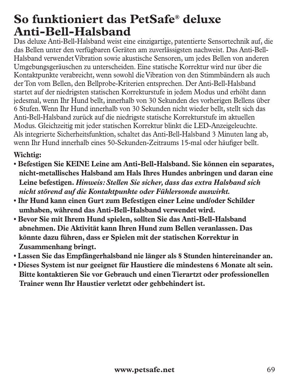 So funktioniert das petsafe, Deluxe anti-bell-halsband | Petsafe Deluxe Bark Control User Manual | Page 69 / 96