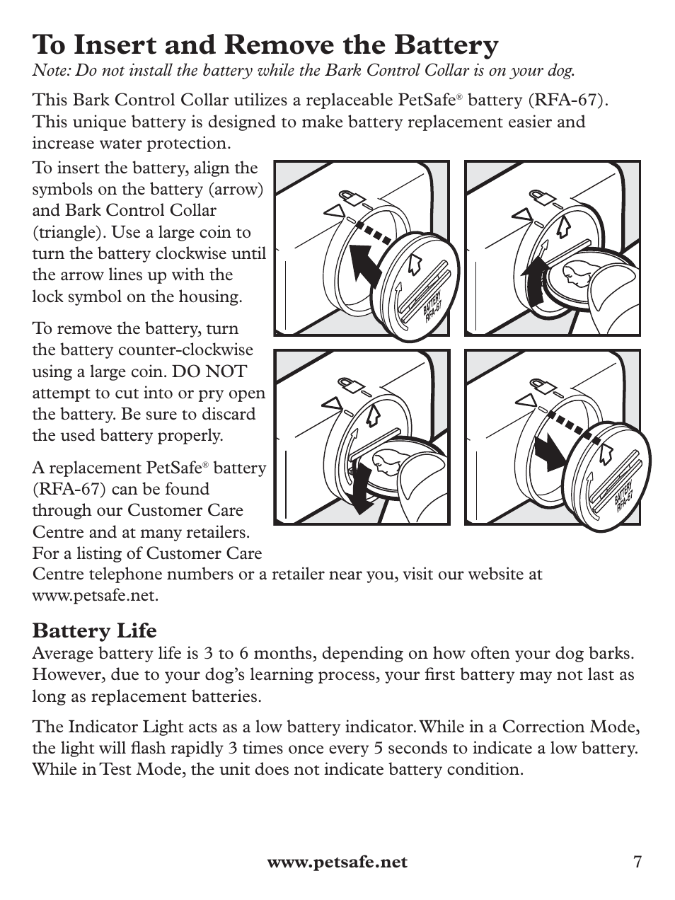 Battery life | Petsafe Deluxe Bark Control User Manual | Page 7 / 96