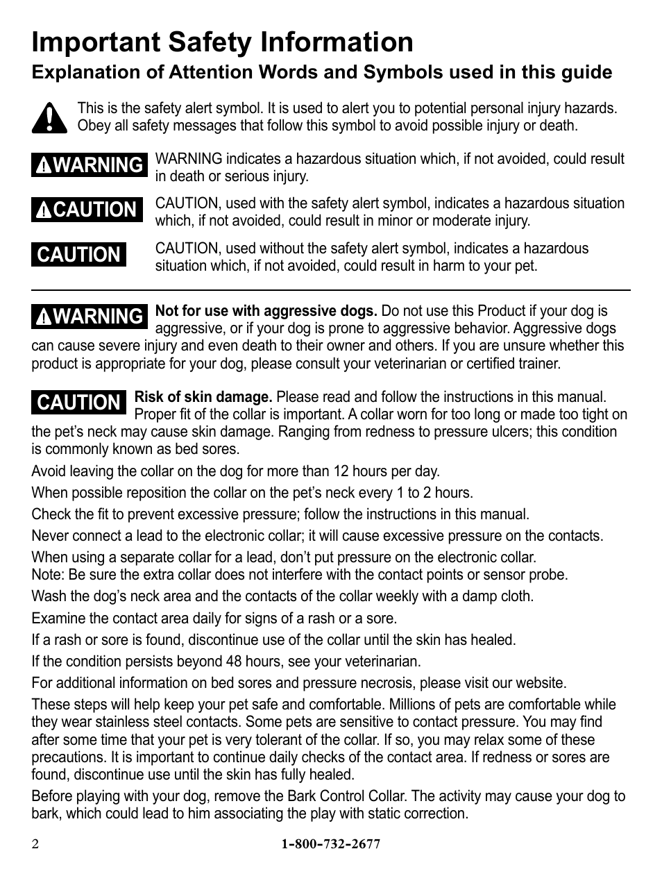 Important safety information, Warning, Caution | Petsafe Deluxe Bark Control User Manual | Page 2 / 16