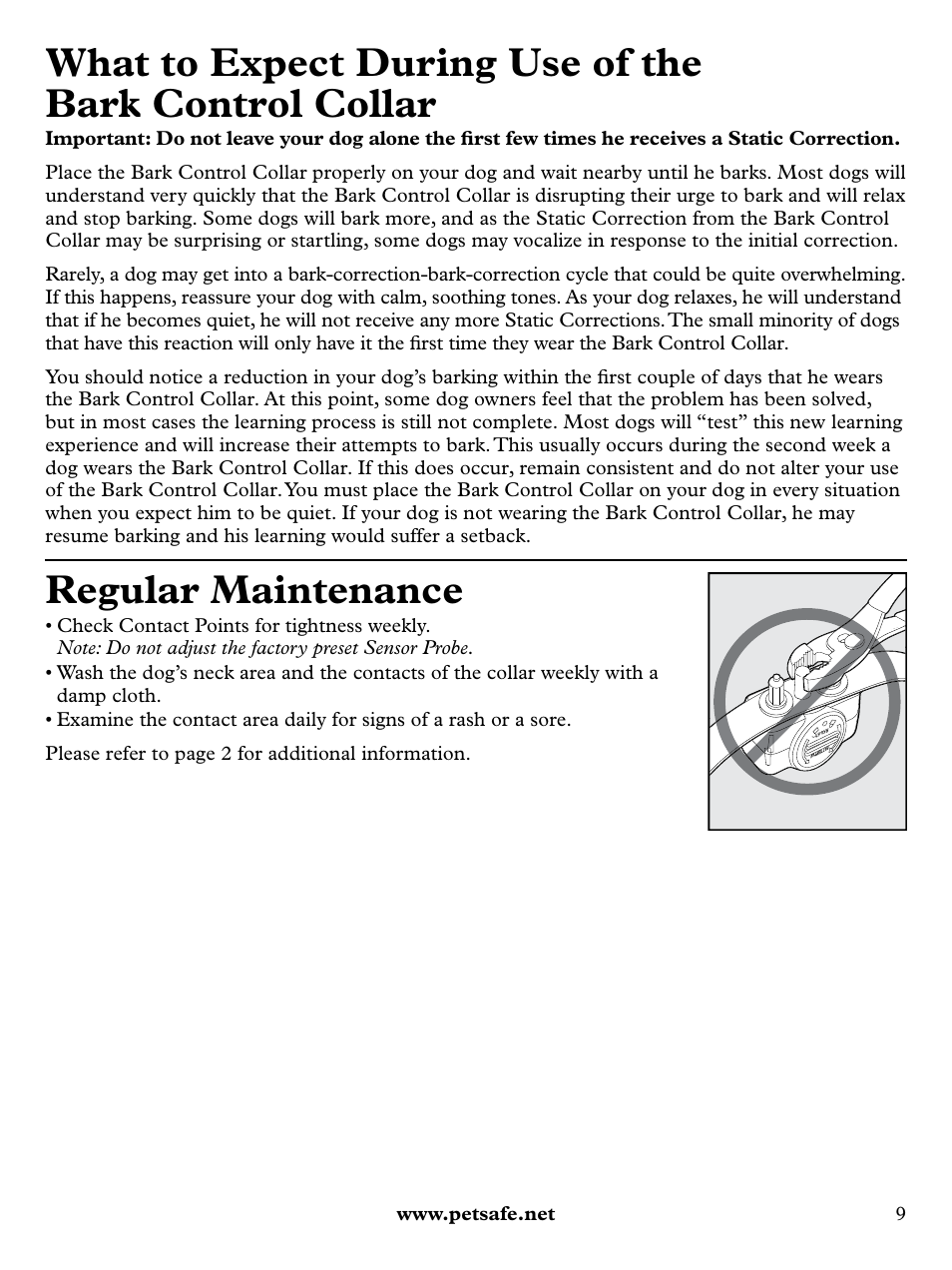 Regular maintenance | Petsafe Deluxe Bark Control User Manual | Page 9 / 16