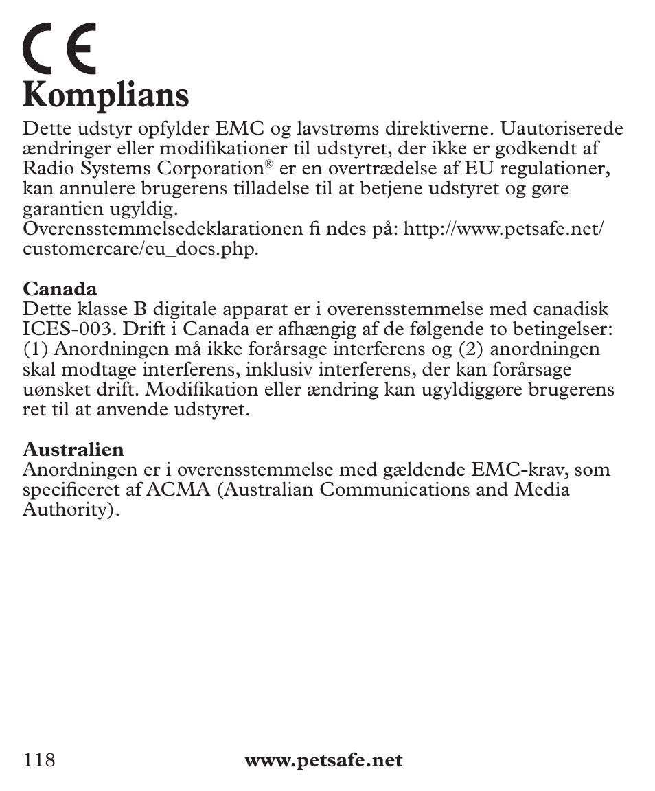 Komplians | Petsafe Deluxe Big Dog Bark Control User Manual | Page 118 / 120