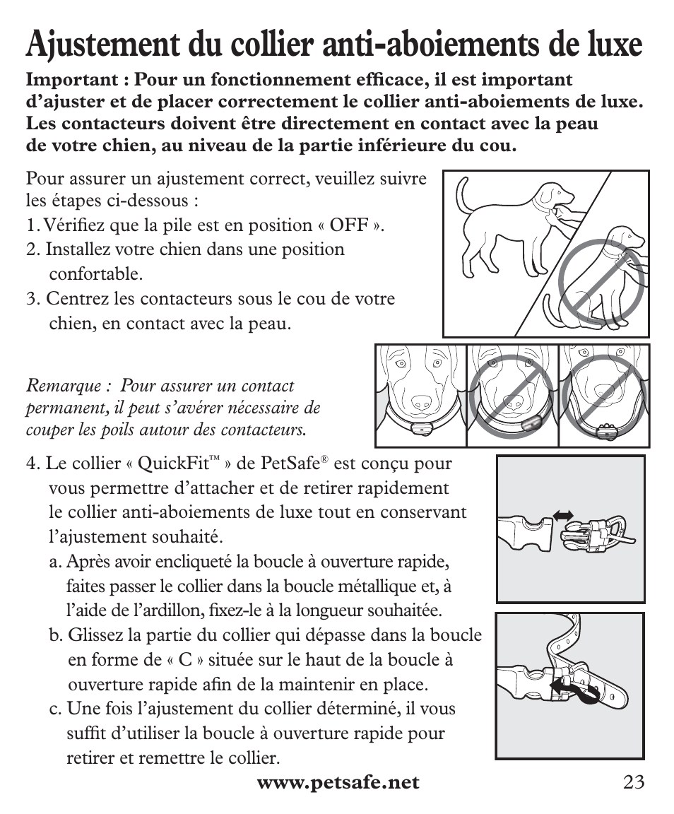 Ajustement du collier anti-aboiements de luxe | Petsafe Deluxe Big Dog Bark Control User Manual | Page 23 / 120