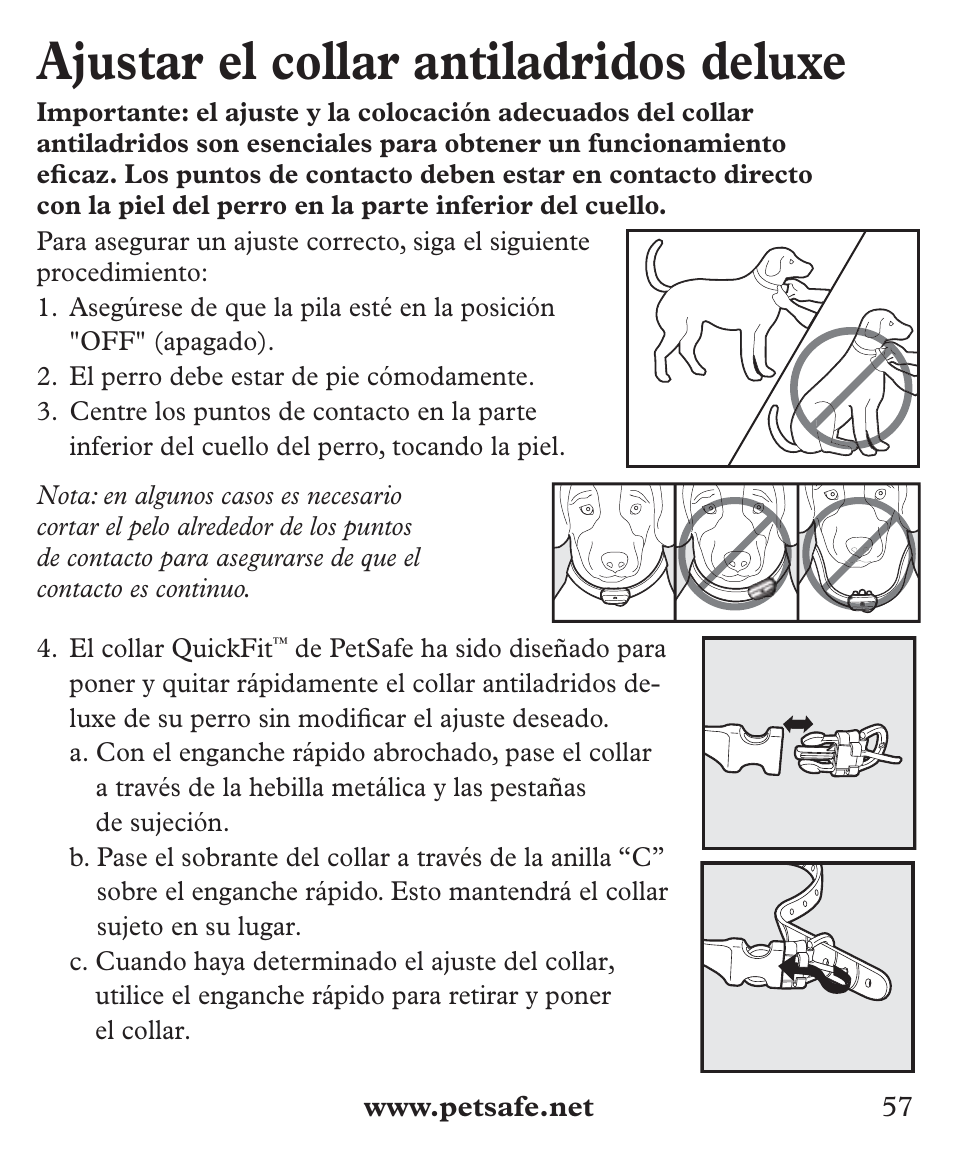 Ajustar el collar antiladridos deluxe | Petsafe Deluxe Big Dog Bark Control User Manual | Page 57 / 120