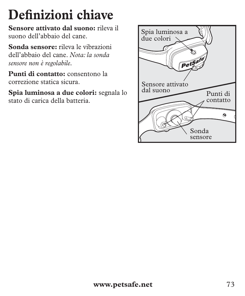 Defi nizioni chiave | Petsafe Deluxe Big Dog Bark Control User Manual | Page 73 / 120